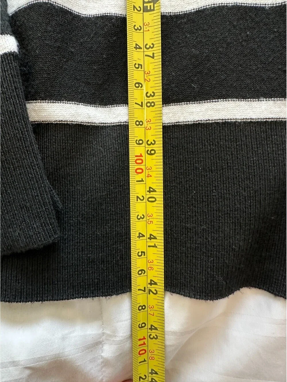 Nine West Black and White Striped Long Cardigan Sweater Size